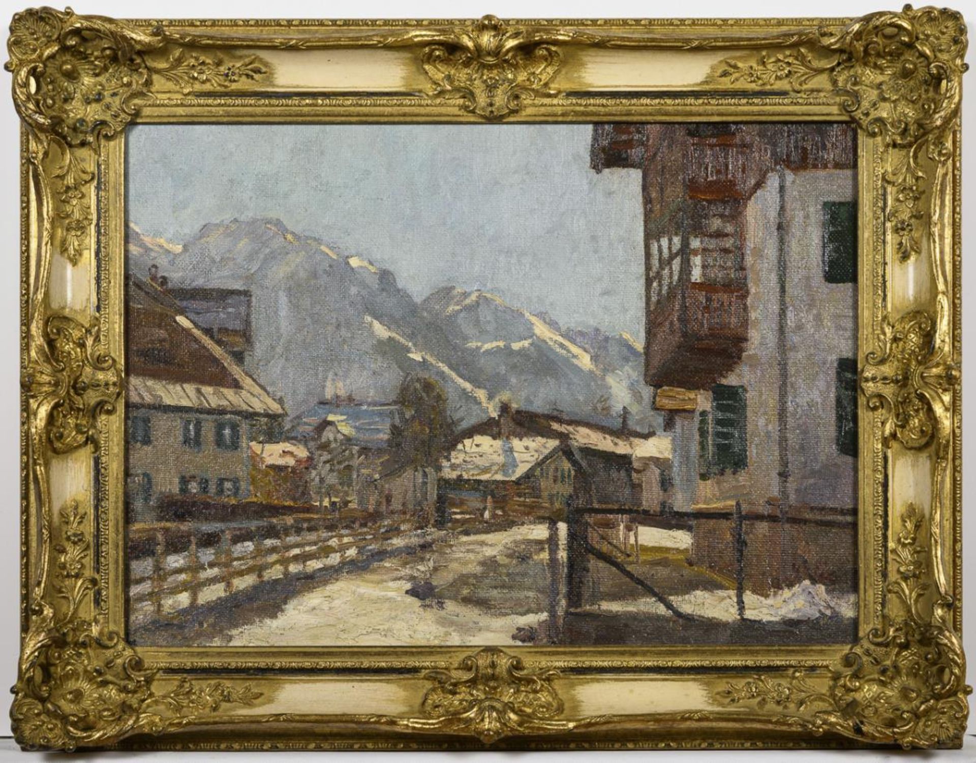 HÄNSCH, Johannes zugeschrieben (1875 Berlin - 1945). Gebirgsdorf im Winter. - Image 2 of 2