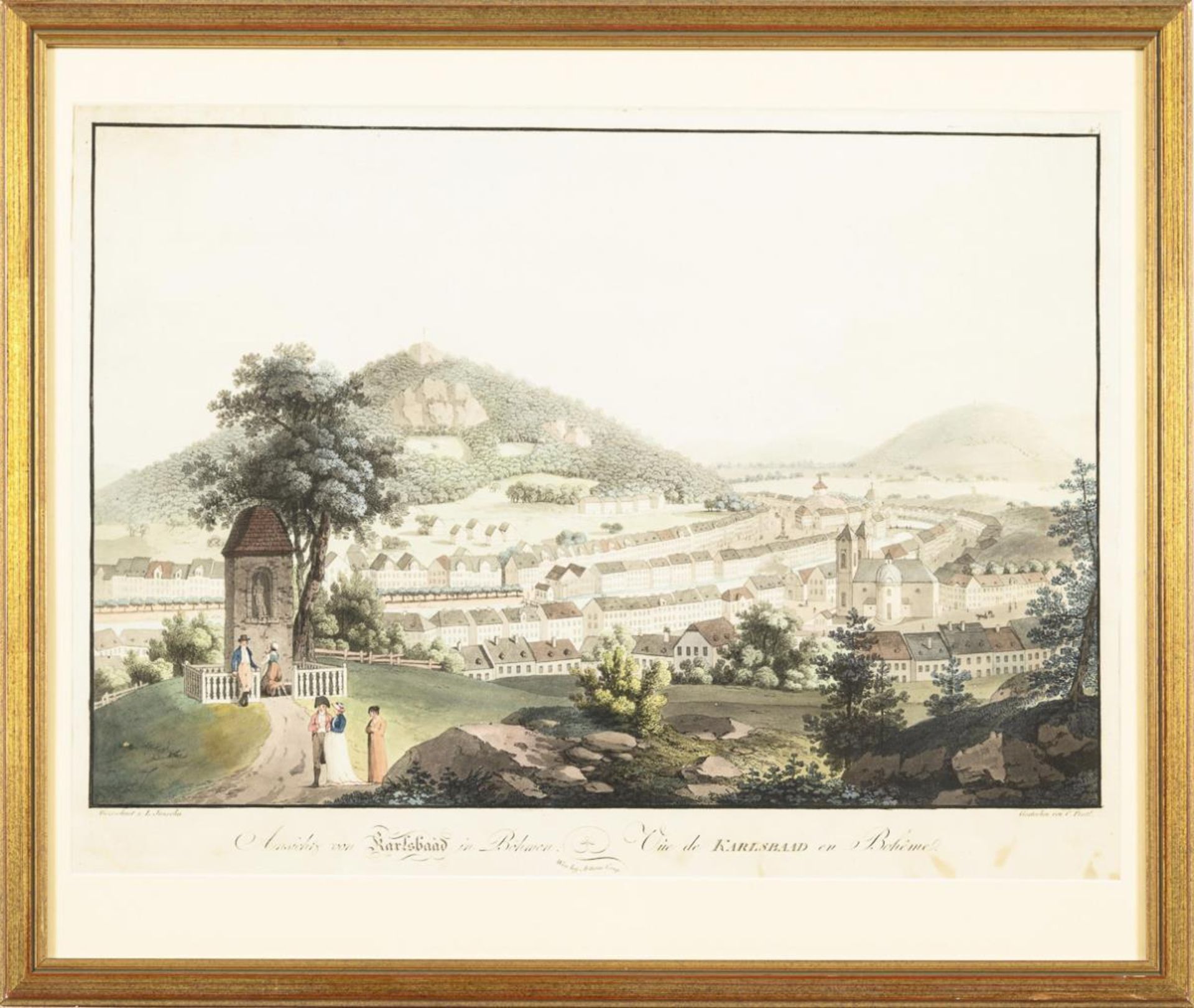 POSTL, Carel (1769 Bechin (wohl) - 1818 Prag). "Ansicht von Karlsbad". - Image 2 of 2