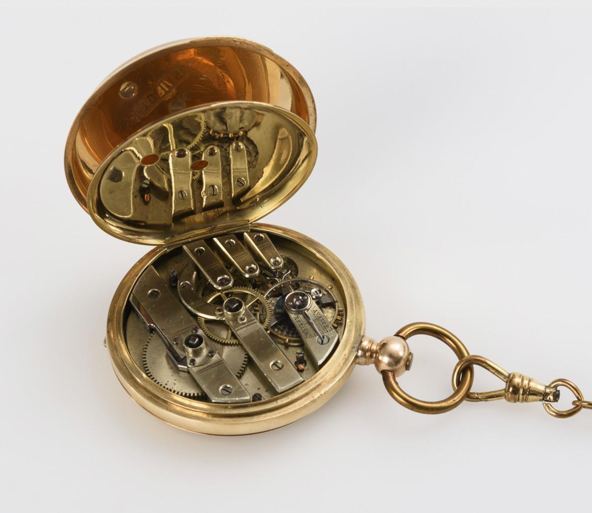 Goldene Savonette mit Uhrenkette.. TOBIAS. - Image 2 of 5