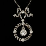 Bezauberndes Jugendstil-Collier mit Altschliffbrillanten und -diamanten im Originaletui "E. Nette...