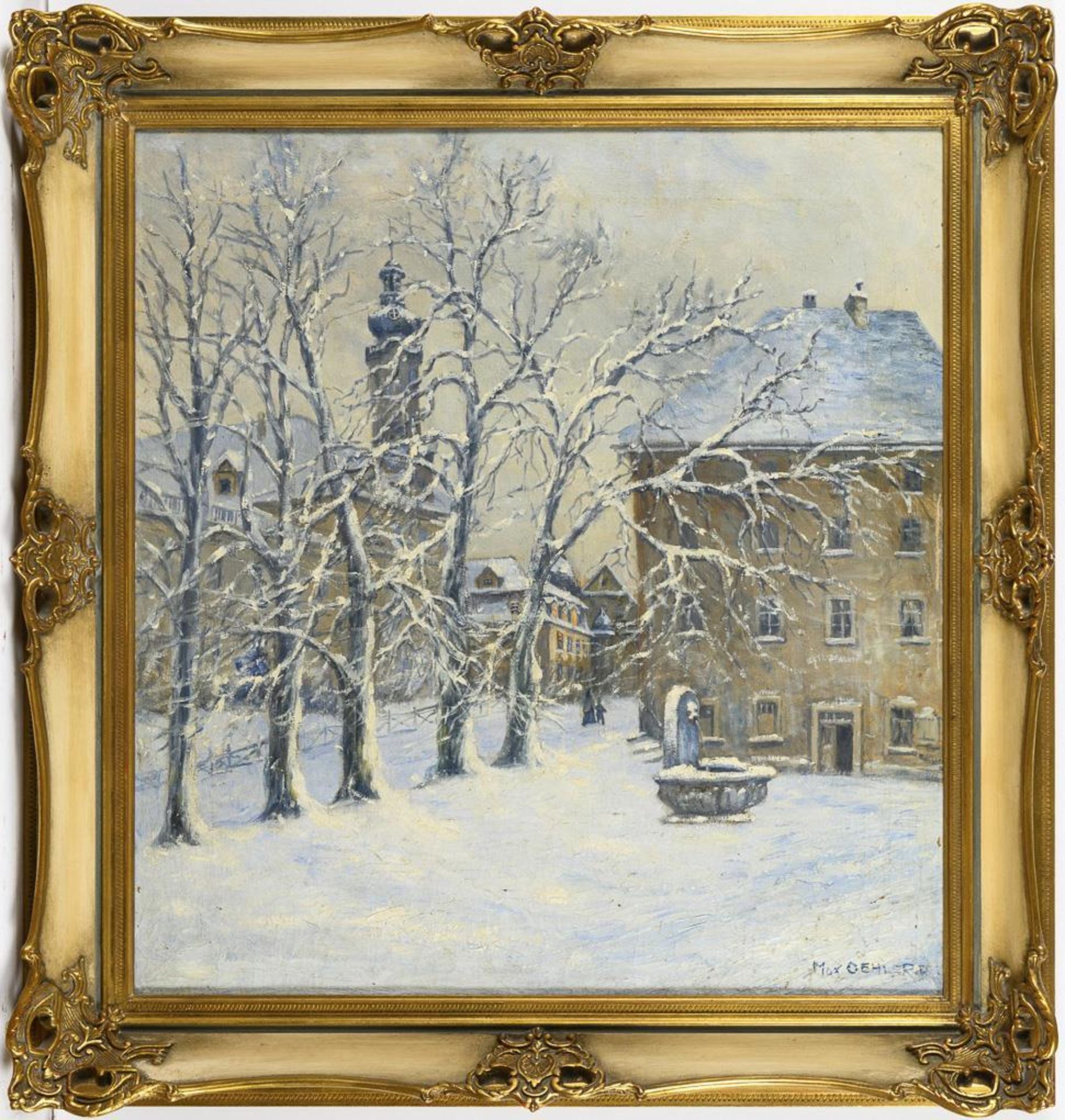 OEHLER, Max (1881 Eisenach - 1943 Weimar). Burgplatz in Weimar im Winter. - Image 2 of 3