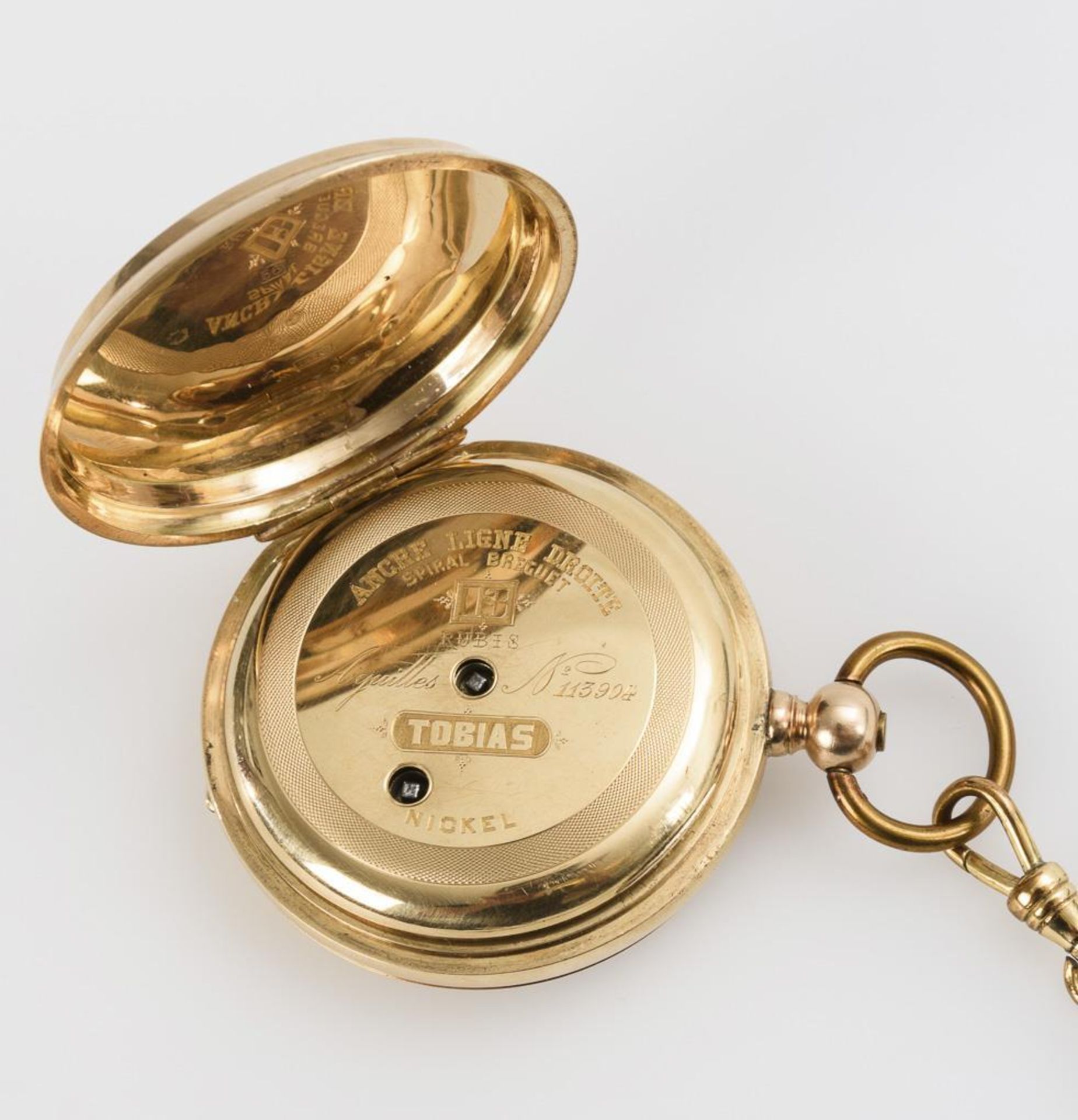Goldene Savonette mit Uhrenkette.. TOBIAS. - Image 3 of 5