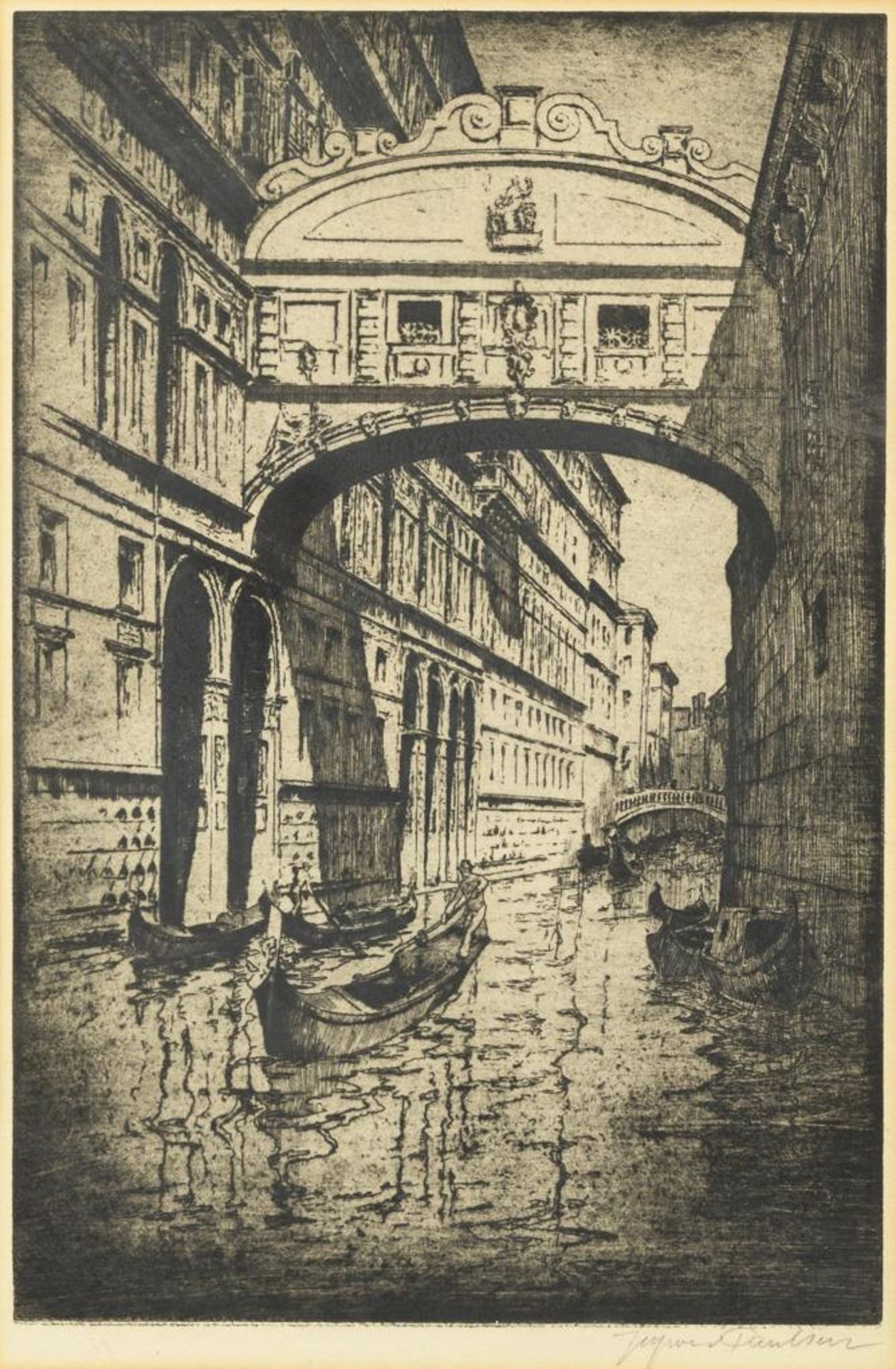 PAULSEN, Ingwar (1883 Ellerbek - 1943 Halebüll). Ansicht der Seufzerbrücke in Venedig.