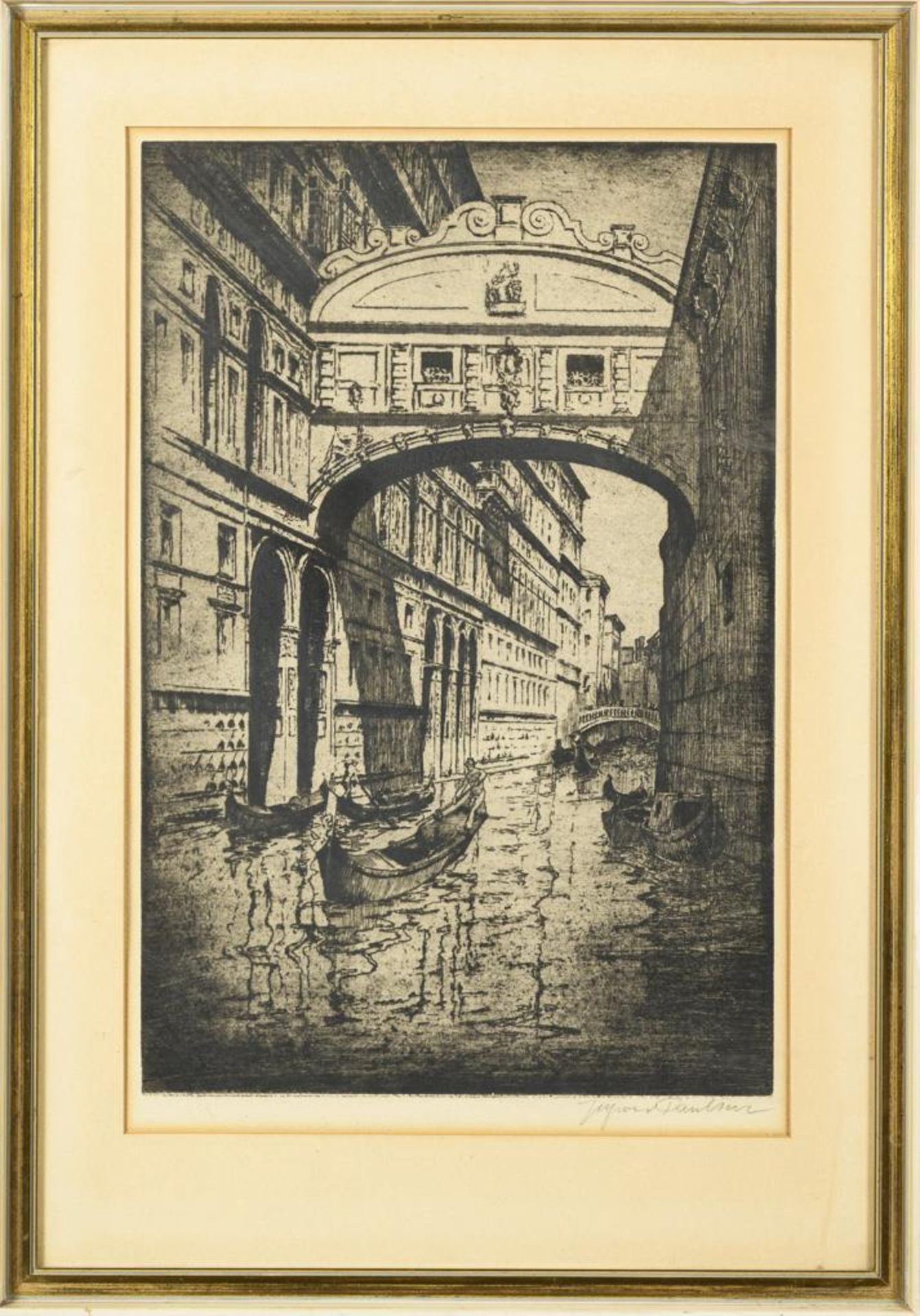 PAULSEN, Ingwar (1883 Ellerbek - 1943 Halebüll). Ansicht der Seufzerbrücke in Venedig. - Image 2 of 2