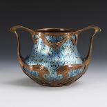 Jugendstil-Vase "Rubin Papillon" mit Kupfermontierung. Lötz.| siehe Nachtrag