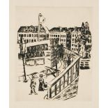 BECKMANN, Max (1884 Leipzig - 1950 New York). Vorstadtstraße-Holzbrücke.