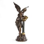 MOREAU, Mathurin (1822 Dijon - 1912 Paris). Große Bronze Schreibende Allegorie mit Flügeln ("Liv...