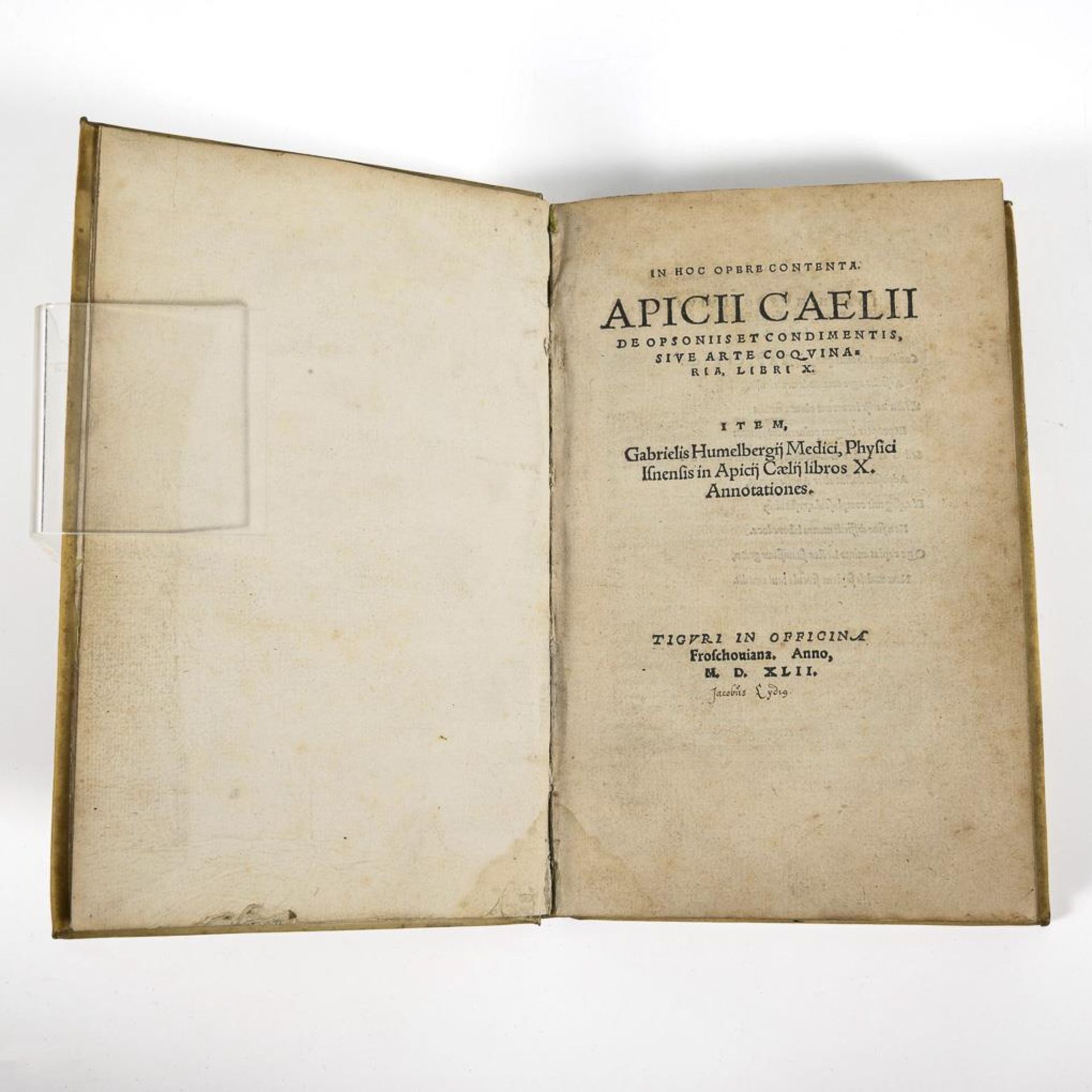HUMELBERGIJ, Gabrielis. "Apicii Caelli de Opsoniis et condimentis, sive arte coqvinaria, libri X"...