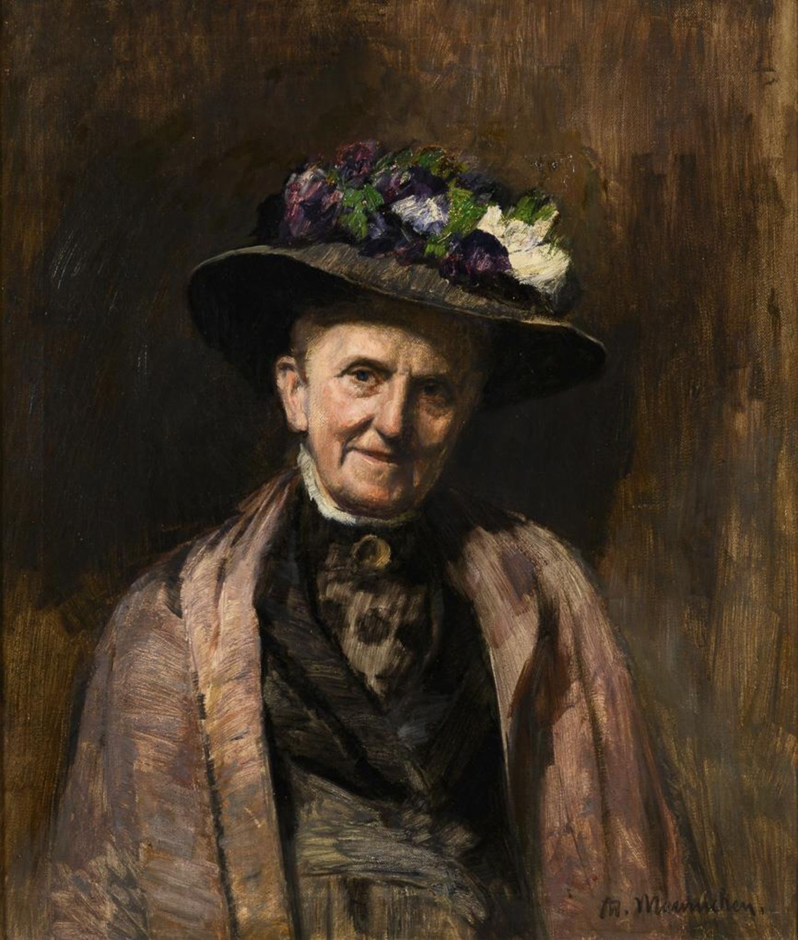 MAENNCHEN, Adolf (1860 Rudolstadt - 1920 Düsseldorf). "Bildnis von Frau Kraeger".