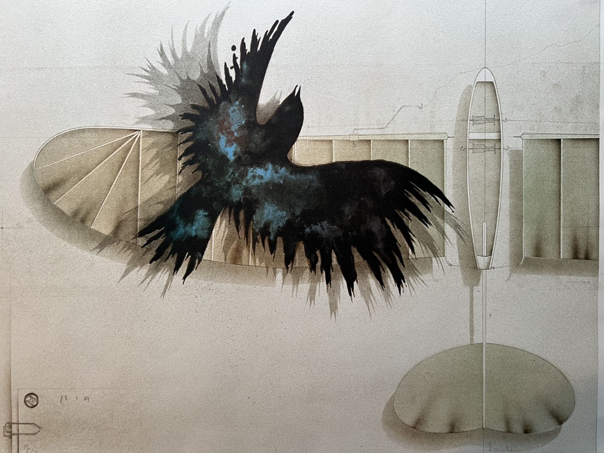 Ernst Hanke "Toter Vogel" Farblithografie - Image 5 of 5