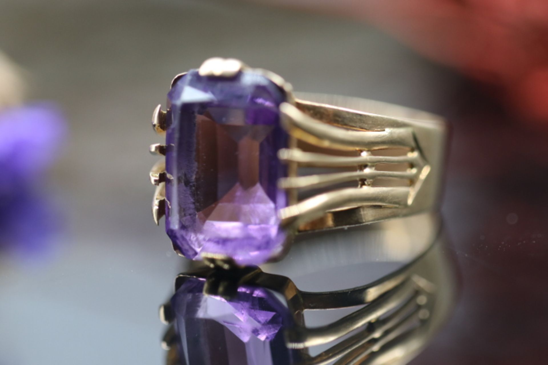 Ring 585er Gold mit Amethyst - Bild 4 aus 4