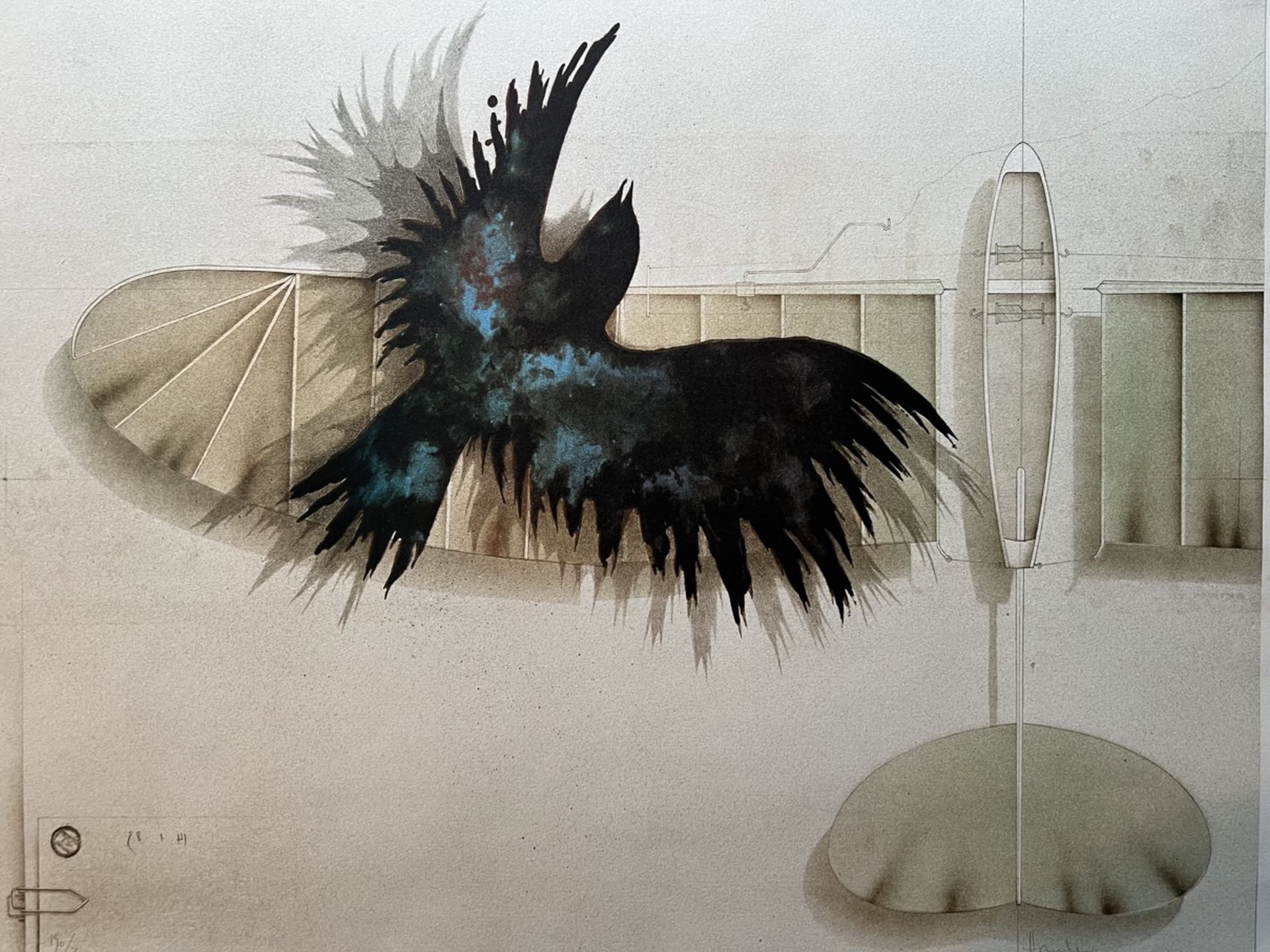 Ernst Hanke "Toter Vogel" Farblithografie - Image 4 of 5