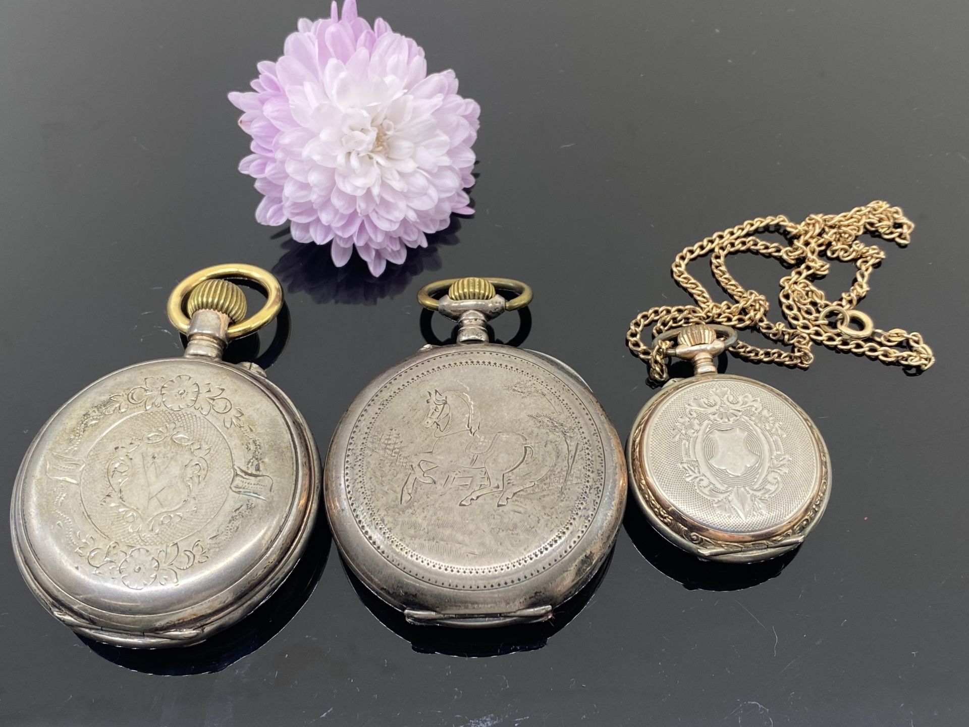 3 Taschenuhren mit je 1 Deckel Silber - Bild 3 aus 8