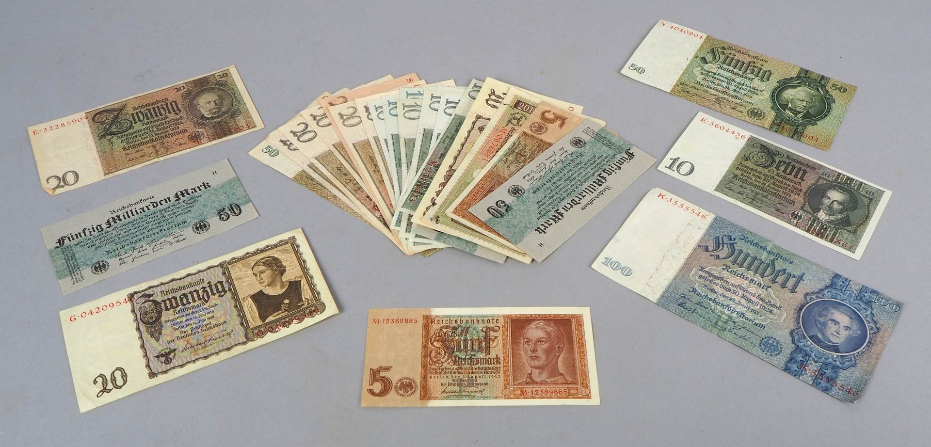 Konvolut Reichsbanknoten / NS Reichsmark 1923 - 1942