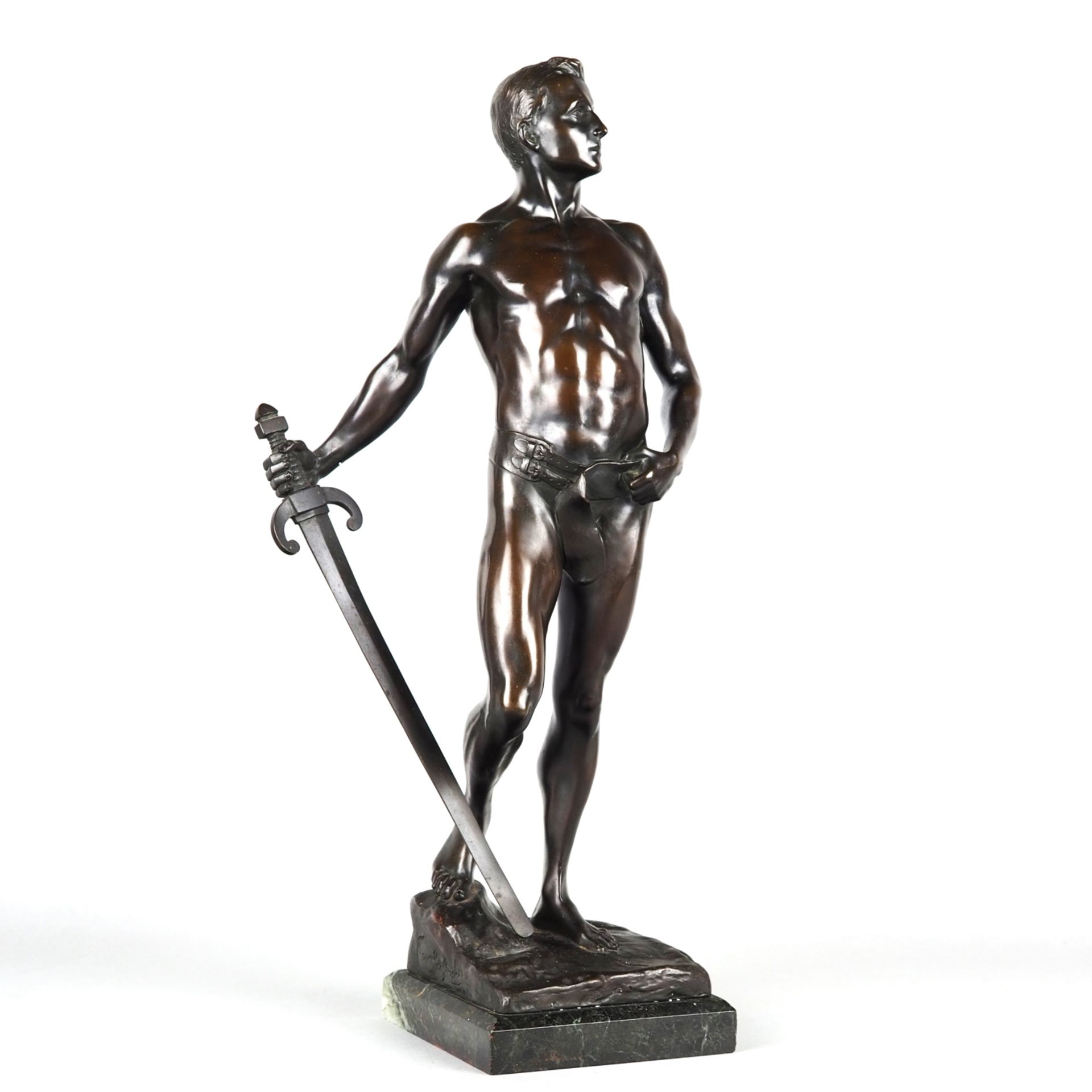 Finely crafted large bronze of a warrior by Paul Ludwig Kowalczewski around 1900