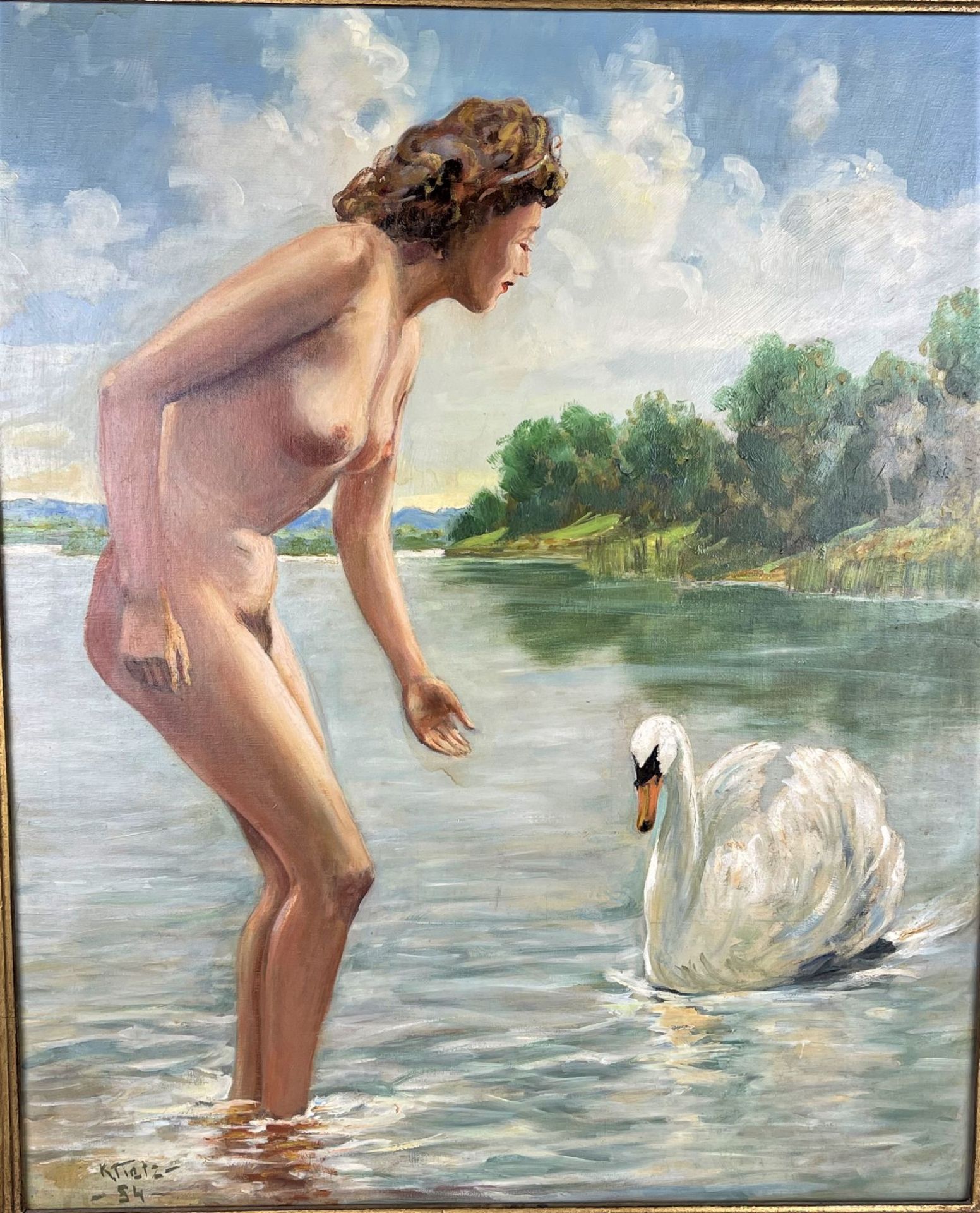 Oil painting "Bathers with swan", 1954 - Image 2 of 6