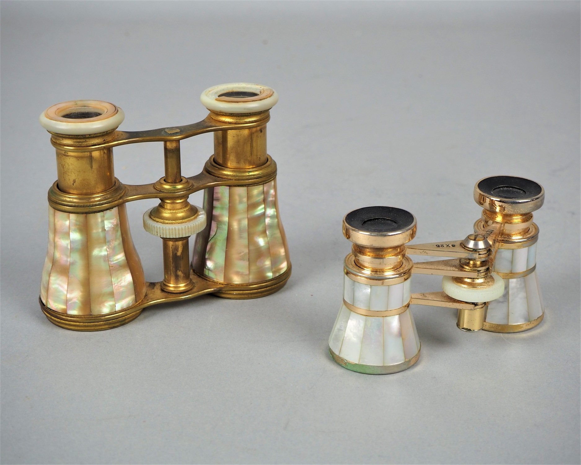 Two opera glasses with mother-of-pearl inlays, early 20th c.