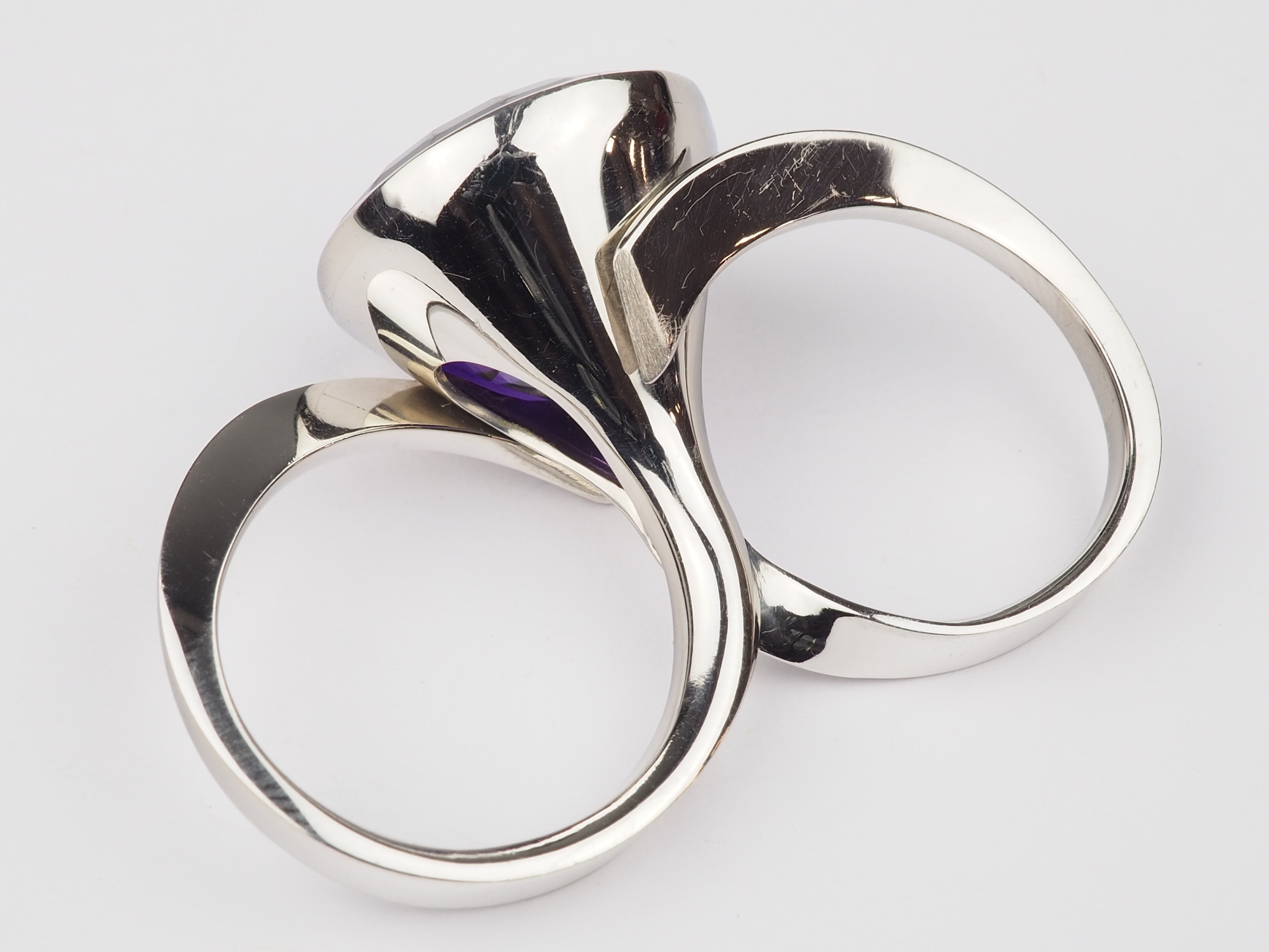 Ehinger-Schwarz platinum double ring with amethyst - Image 2 of 3
