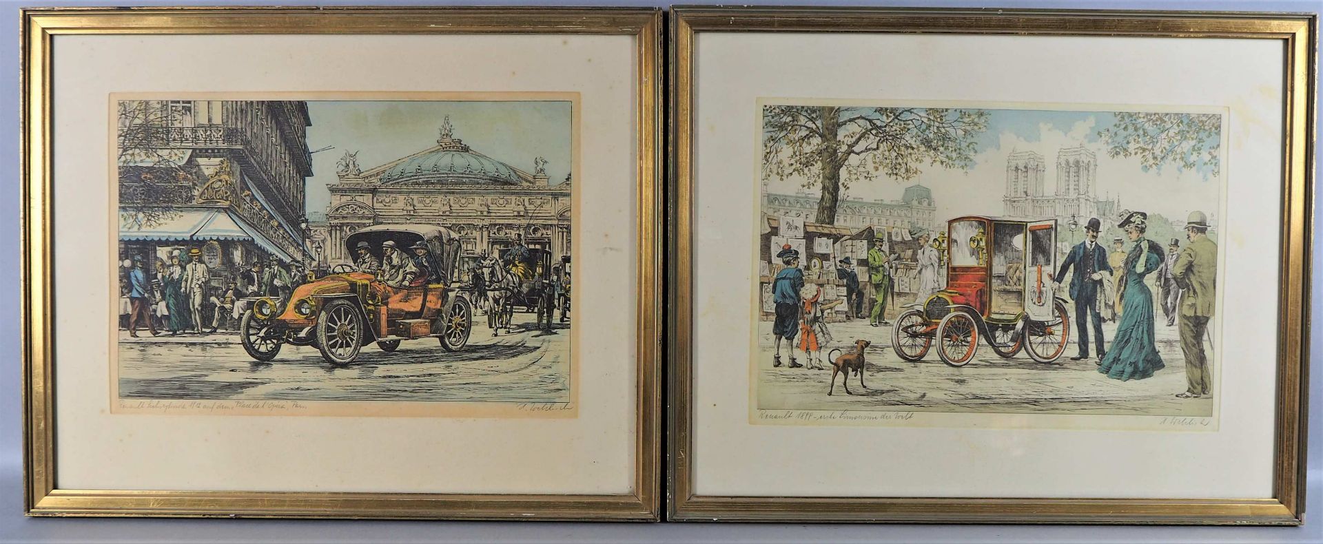 Heinz Welisch, two copperplate Renault, early 20th c.