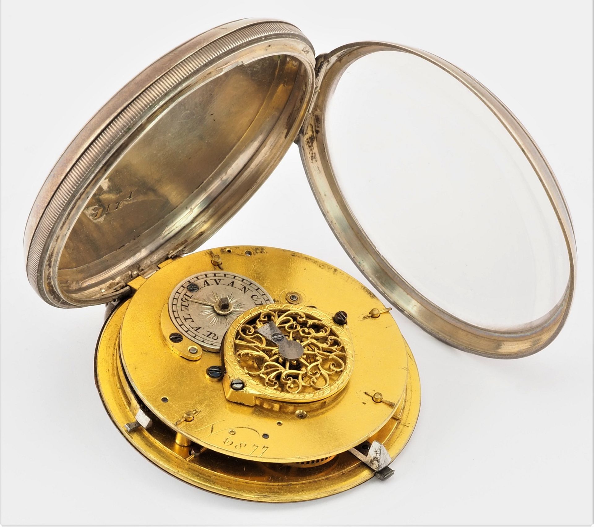Large spindle pocket watch around 1780 - Image 4 of 7