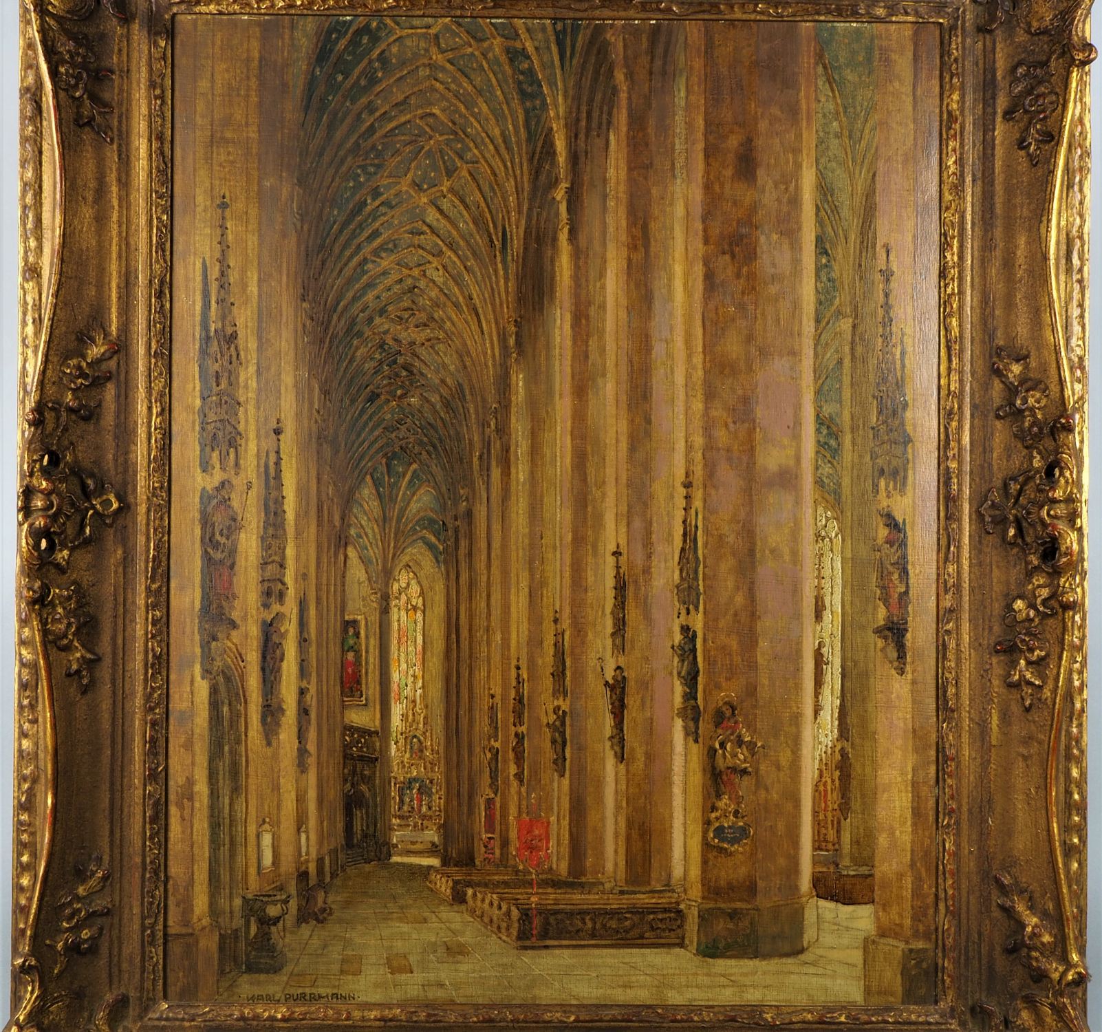 Karl Purmann (Speyer 1877 - 1966 Stuttgart), side aisle of the Frauenkirche in Munich. - Image 2 of 5