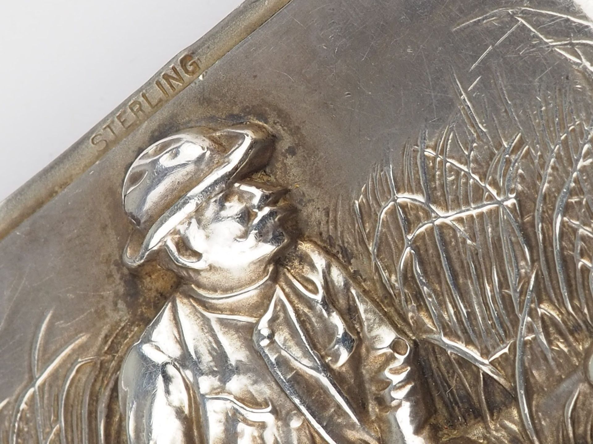 Silber Streichholzschachtel mit Jagd Relief um 1880 - Bild 3 aus 4