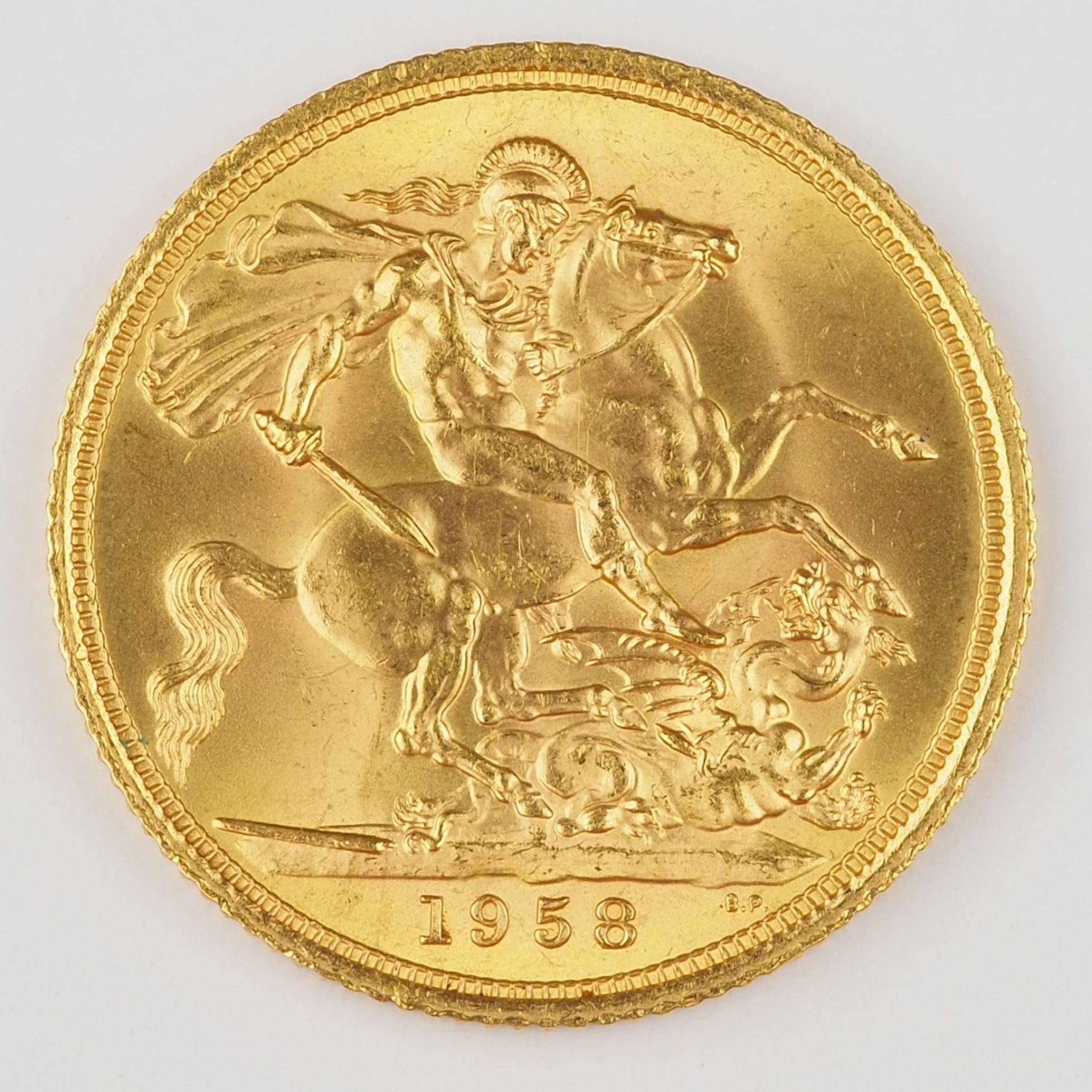 Goldmünze 1958 Englischer Sovereign, 1 Pfund - Bild 2 aus 2
