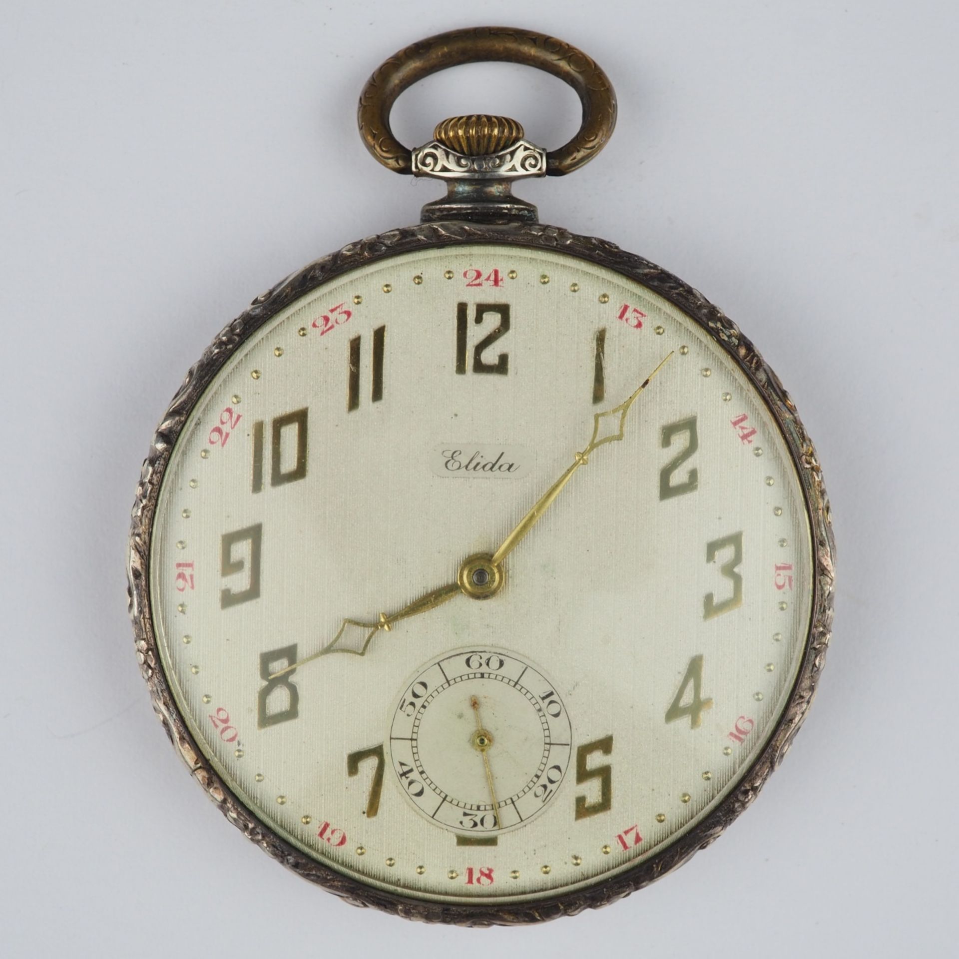 Swiss Lépine pocket watch by Elida, silver case, circa 1920.