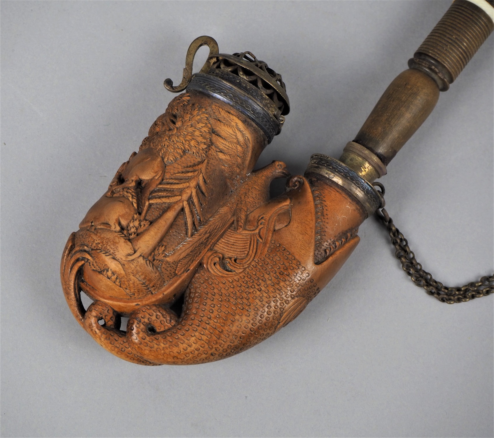 Tobacco pipe Ulmer Kloben / Bag pipe, early 19th century. - Image 3 of 5