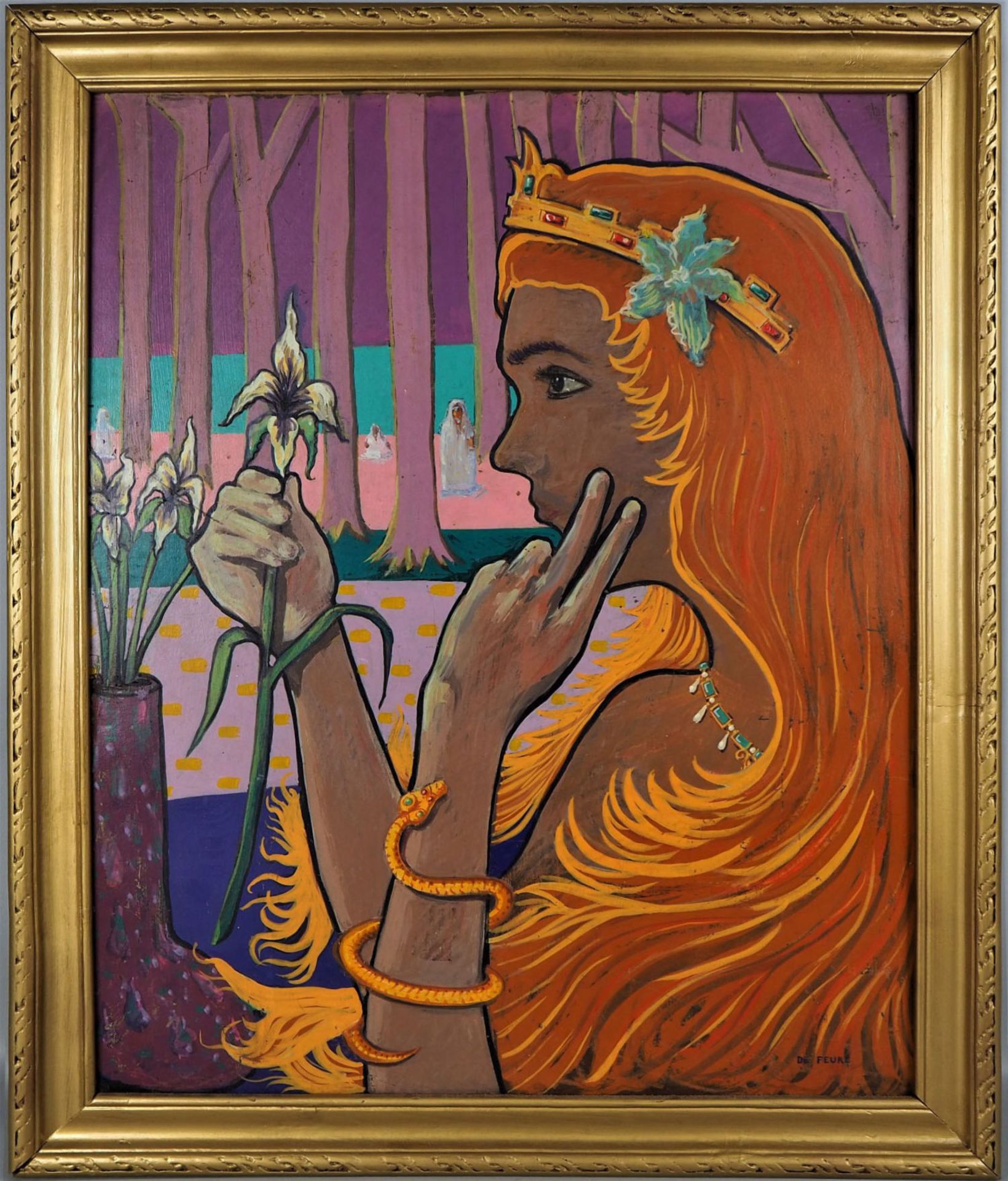 Georges de Feure (1868  - 1943), zugeschrieben - Frau mit Iris