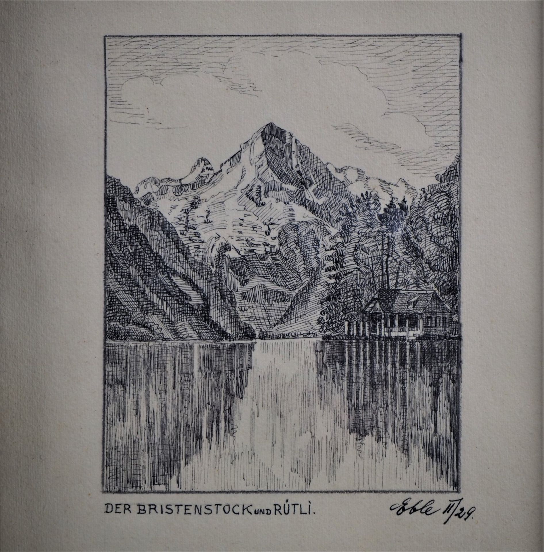 Radierung "Der Bristenstock und Rütli, wohl Theo Eble, 1929 - Bild 2 aus 2