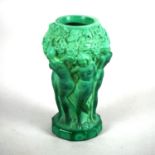 Malachitglas Vase, wohl Gablonz um 1930