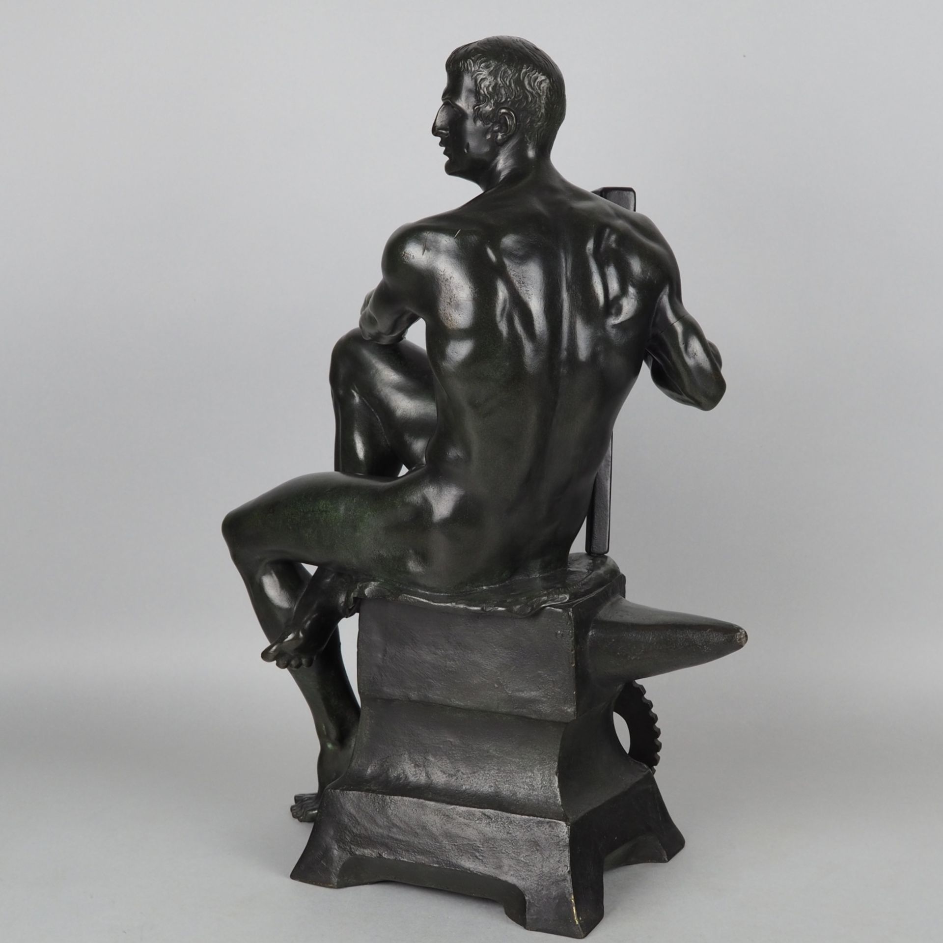 Allegory of industry, athletic nude sitting on anvil by Franz Iffland c. 1900 - Image 3 of 6