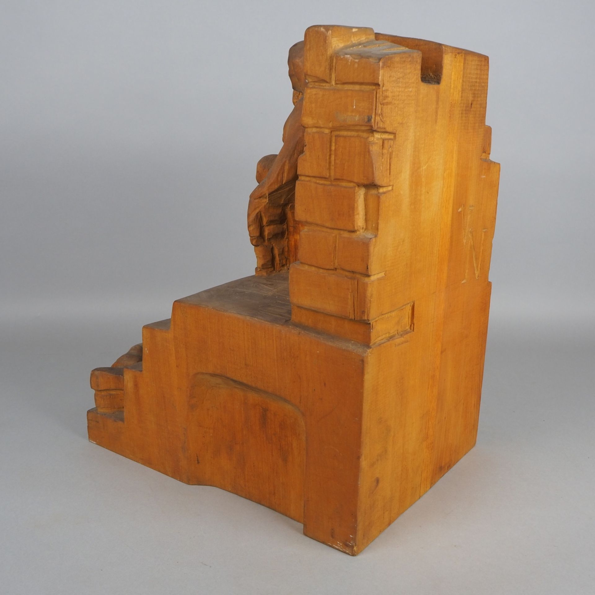 Wooden sculpture Woman leaving her husband, 20th c. - Image 2 of 3