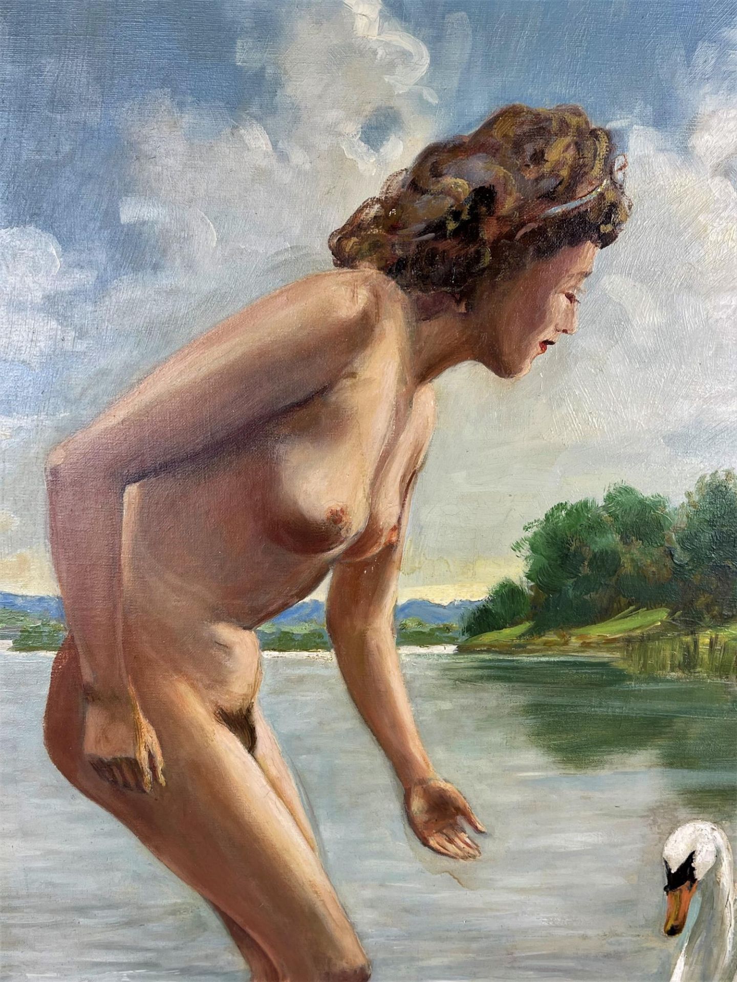 Oil painting "Bathers with swan", 1954 - Image 3 of 6