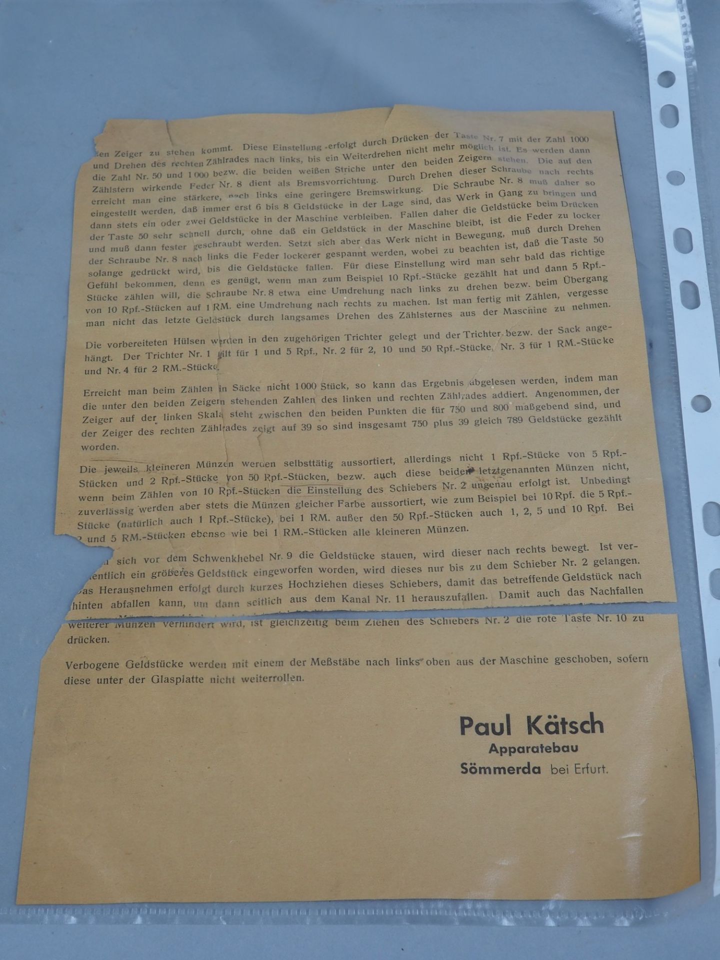 Seltene Geldzählmaschine "Meteor" - Paul Kätsch, Deutsches Reich, 20/30er Jahre - Bild 7 aus 7