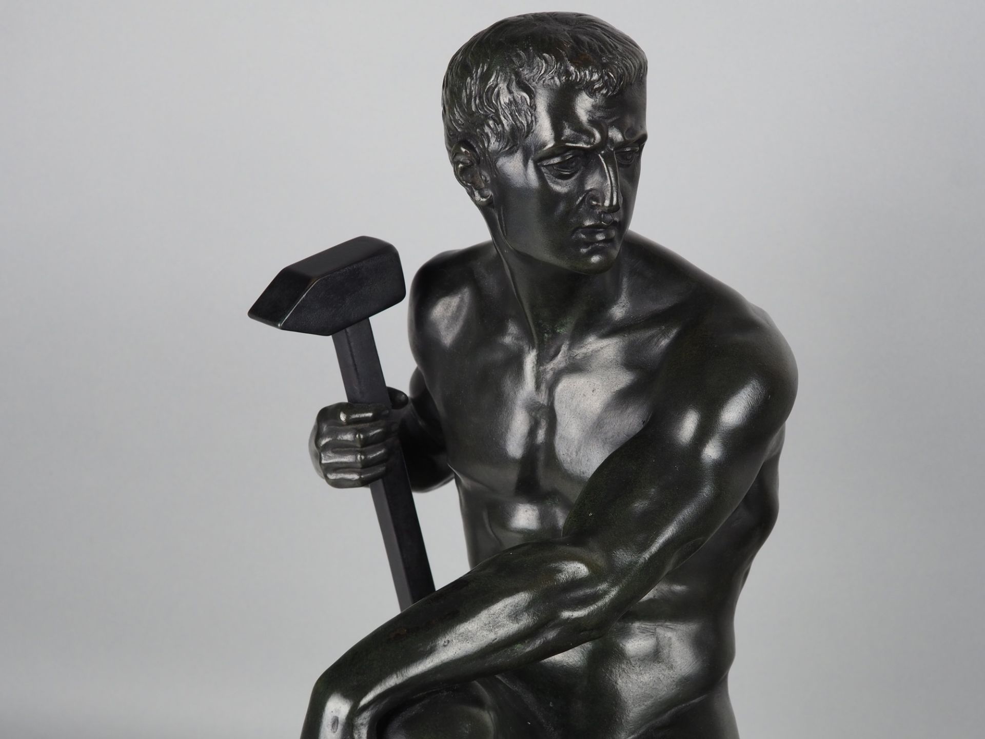 Allegory of industry, athletic nude sitting on anvil by Franz Iffland c. 1900 - Image 5 of 6