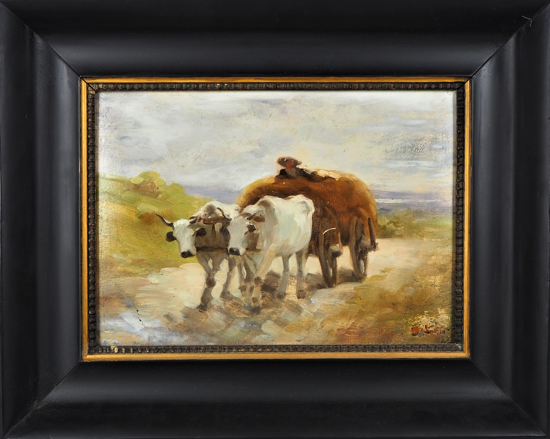 Nicolae Ion Grigorescu (1838, Pitaru - 1907, Câmpina), attributed - Landscape with ox-cart.