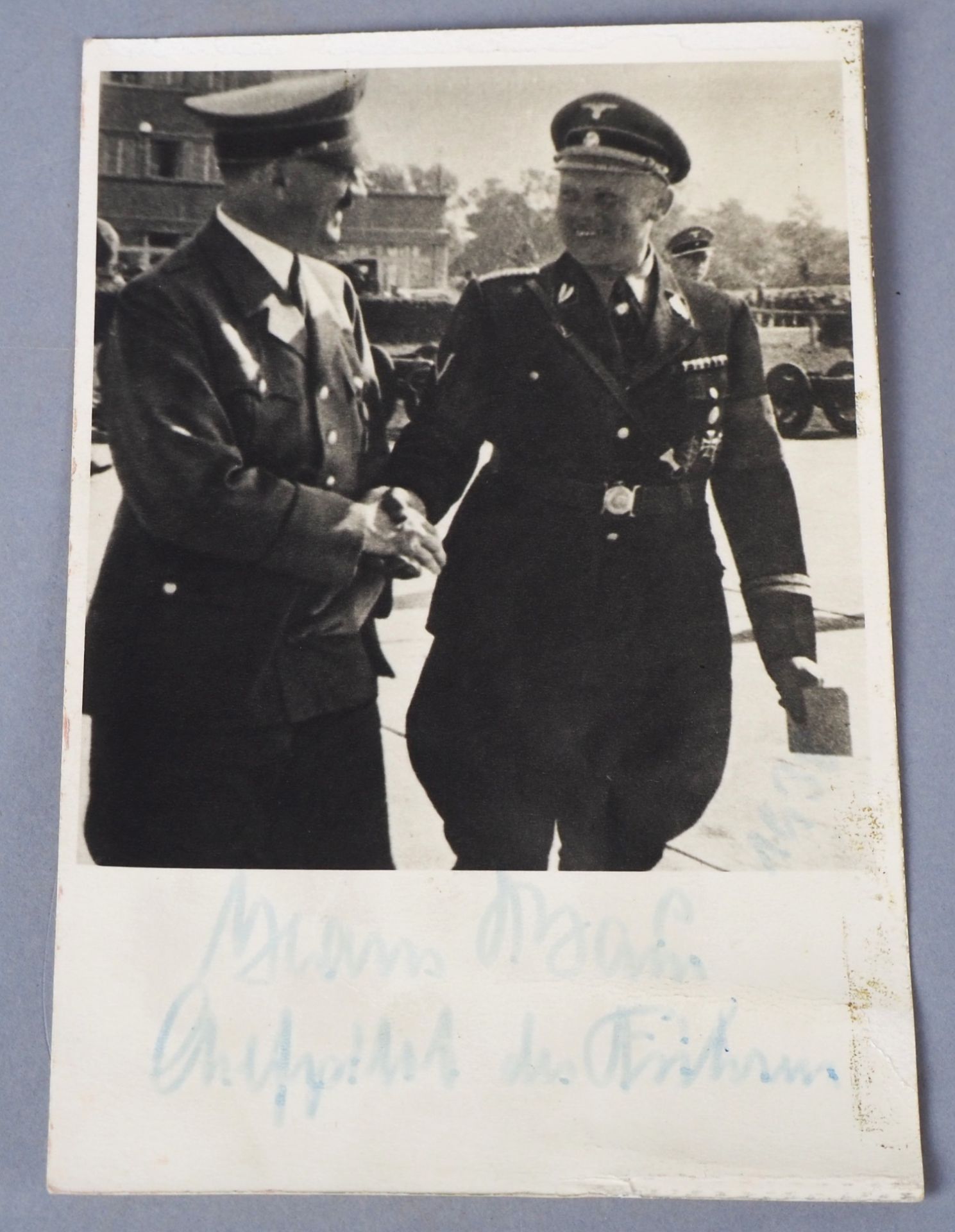 Autograph card of SS-Gruppenführer Hans Baur 1938, chief pilot of Adolf Hitler.