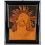 Sakrales Intarsienbild, Jesus Christus mit Dornenkrone, um 1920/30