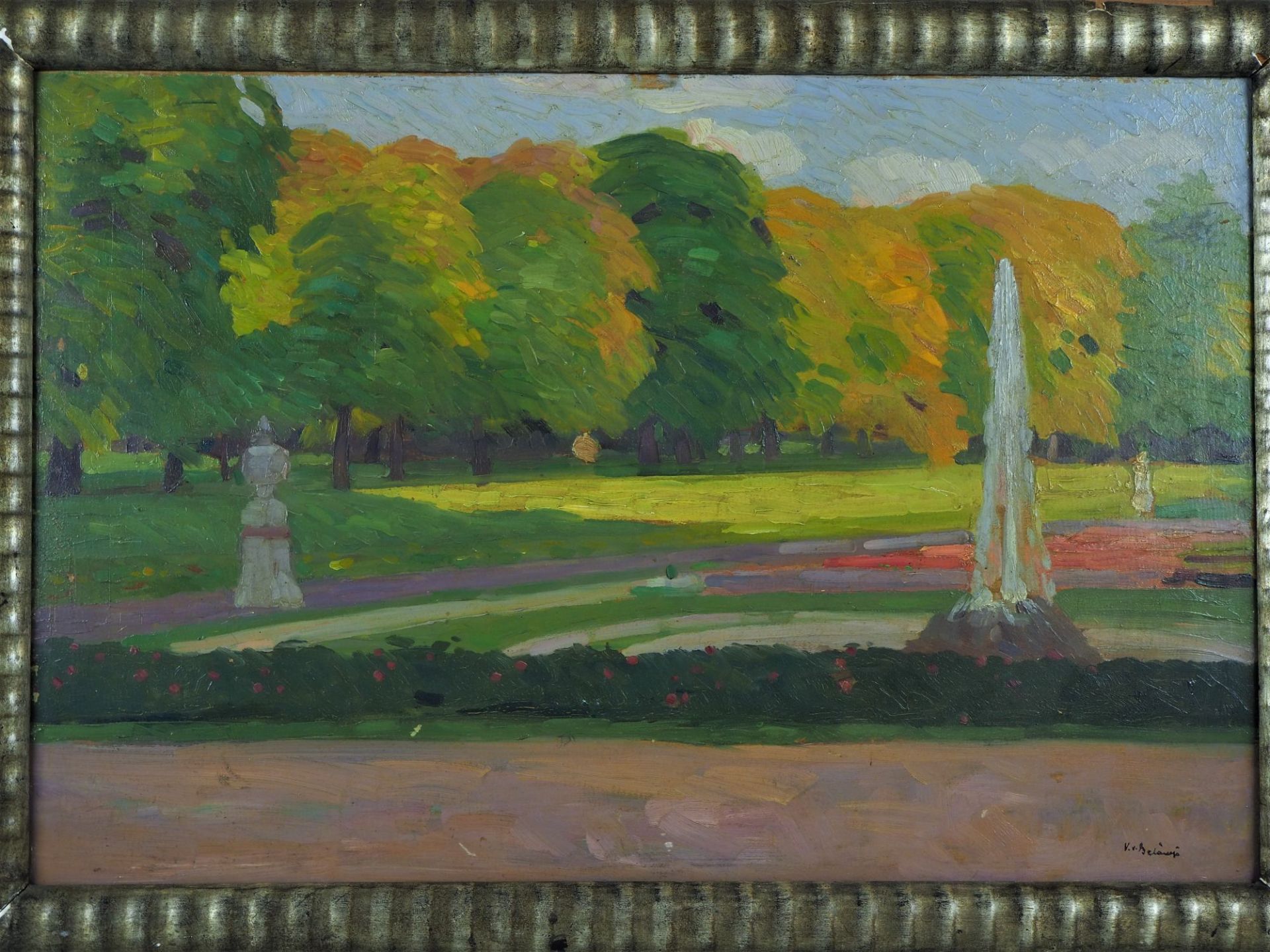 Impressionism Oil painting "Park Landscape", probably France around 1900. - Image 2 of 4