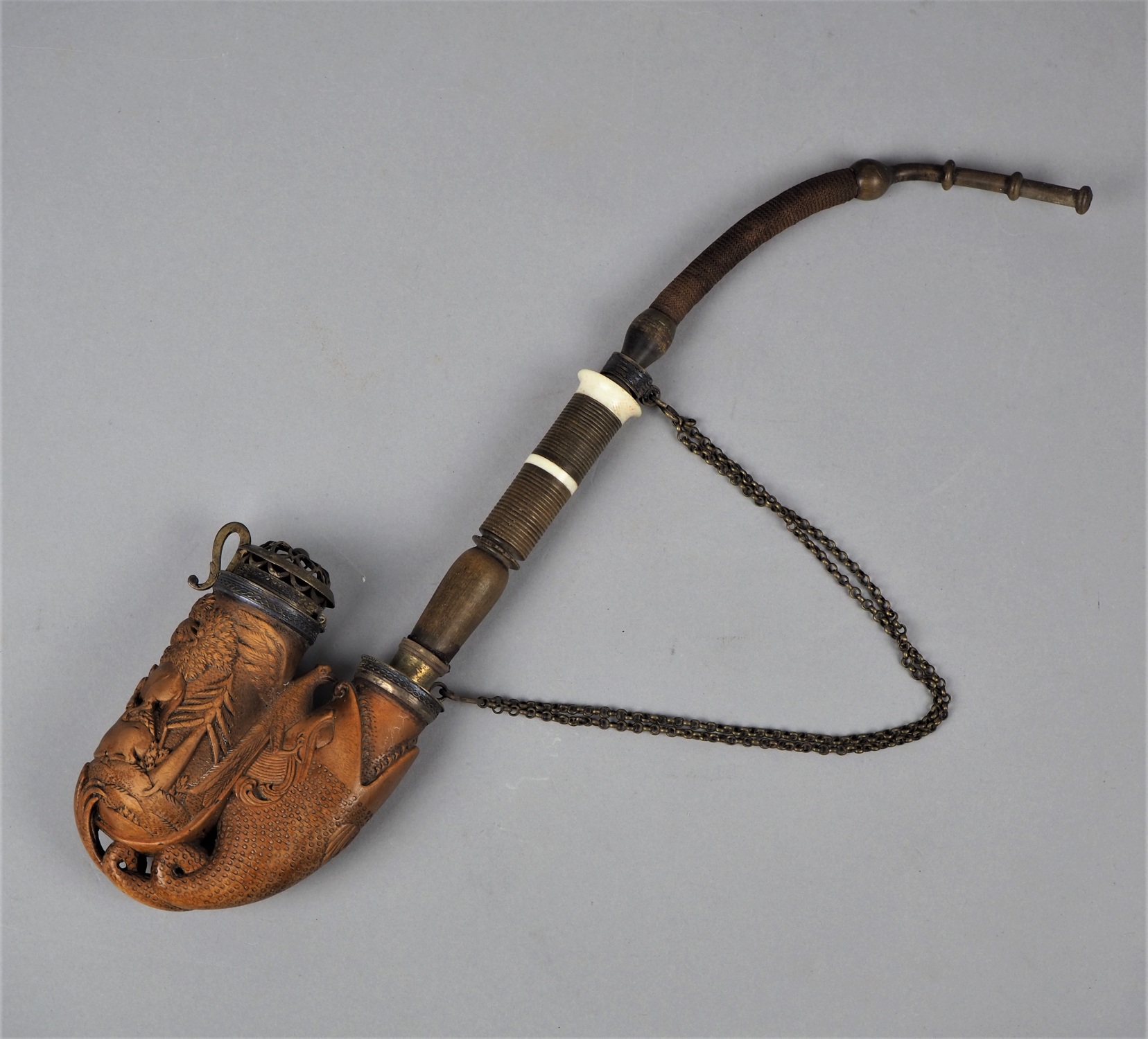 Tobacco pipe Ulmer Kloben / Bag pipe, early 19th century. - Image 2 of 5