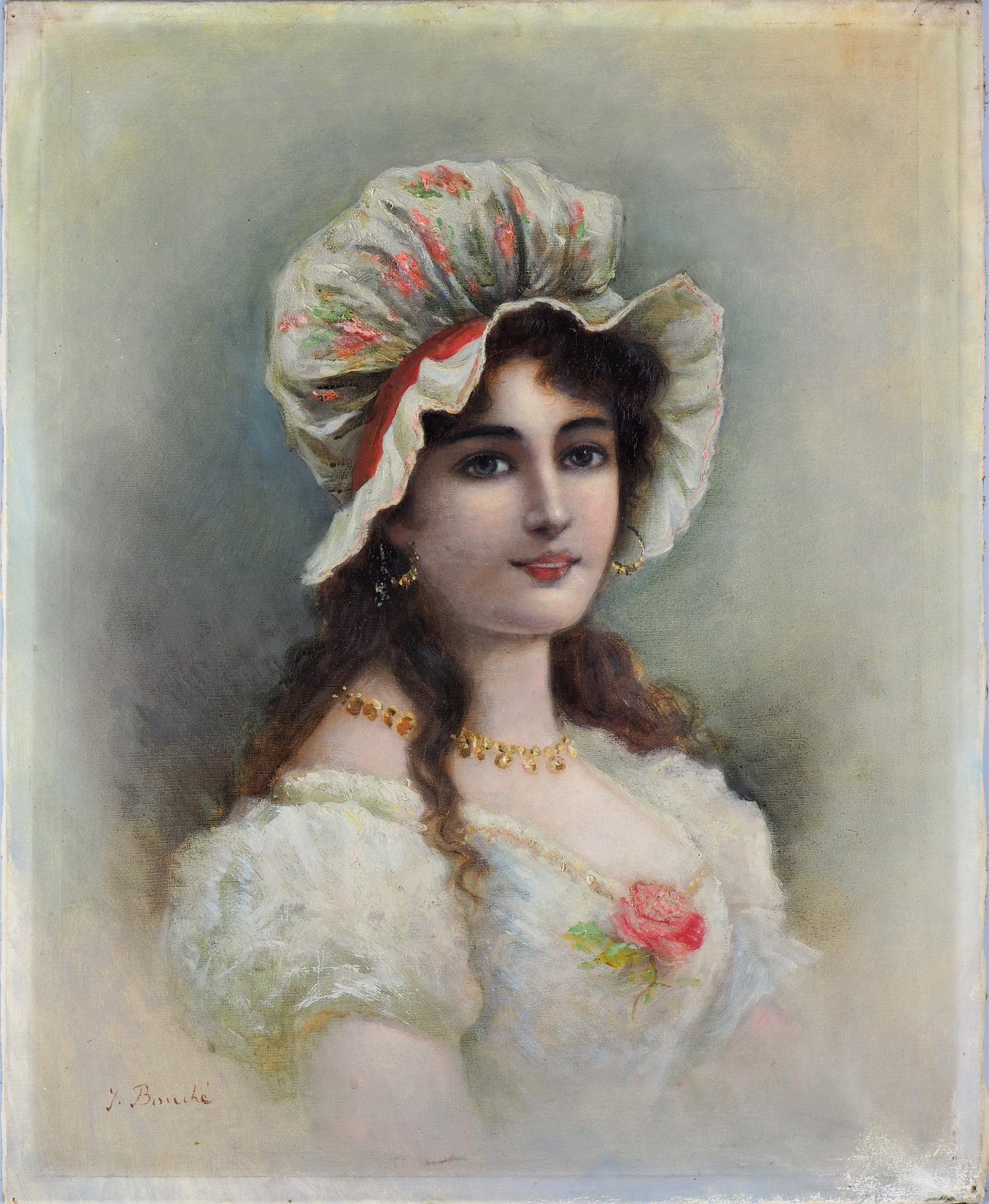 Portrait of a lady at the end of the 19th century - signed. "J. Bouché"