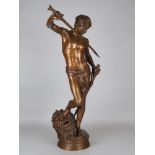 Repräsentative große Bronze "David Sieger" (über 72cm hoch!) von Antonin Mercié gegossen von F. Bar