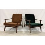Zwei Armlehnsessel/Loungechairs, wohl Dänemark 1960er Jahre
