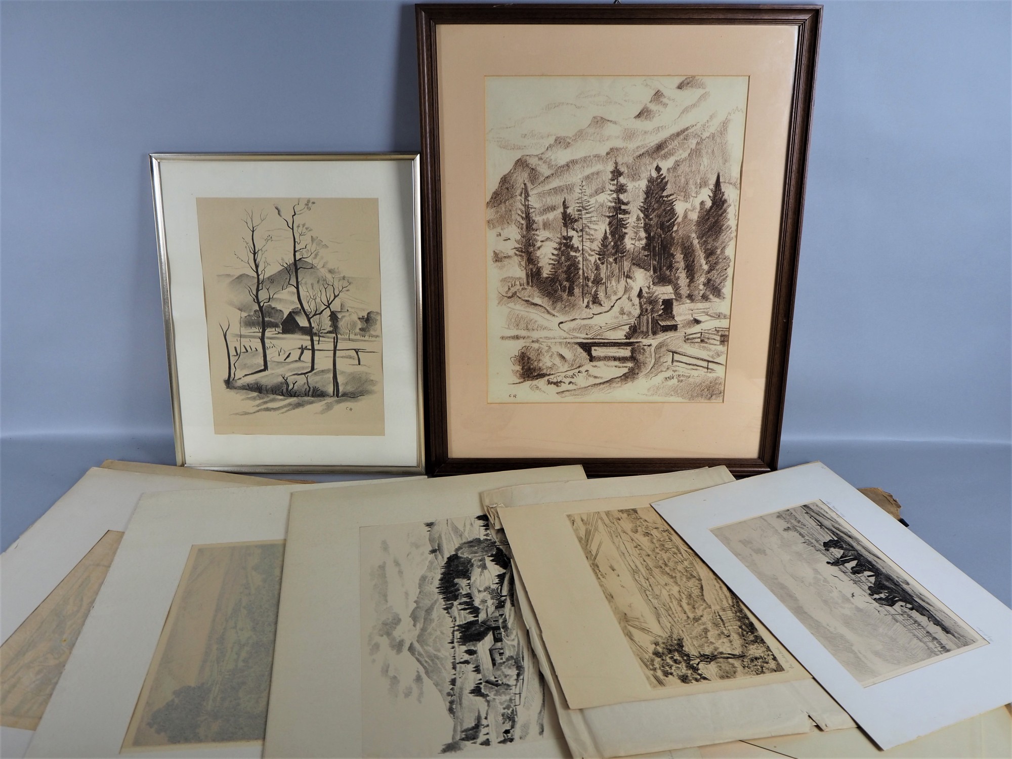 Clara Rühle (1885-1947) - art portfolio with signed etchings and prints.