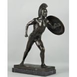 Bronze eines römischen Gladiators auf Marmorsockel, männlicher Akt, Krieger