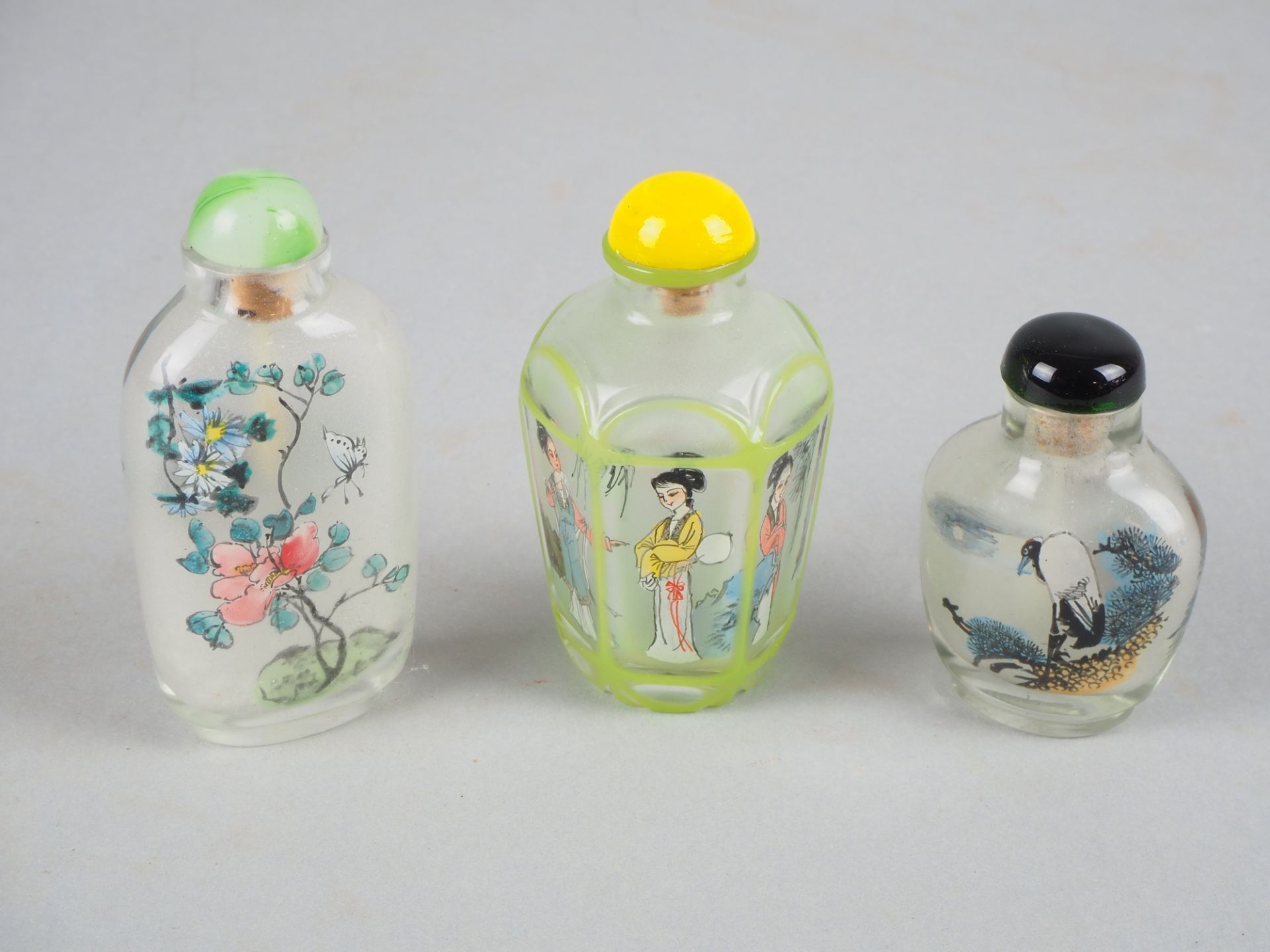 Three Chinese snuff bottles, China, 20th c.