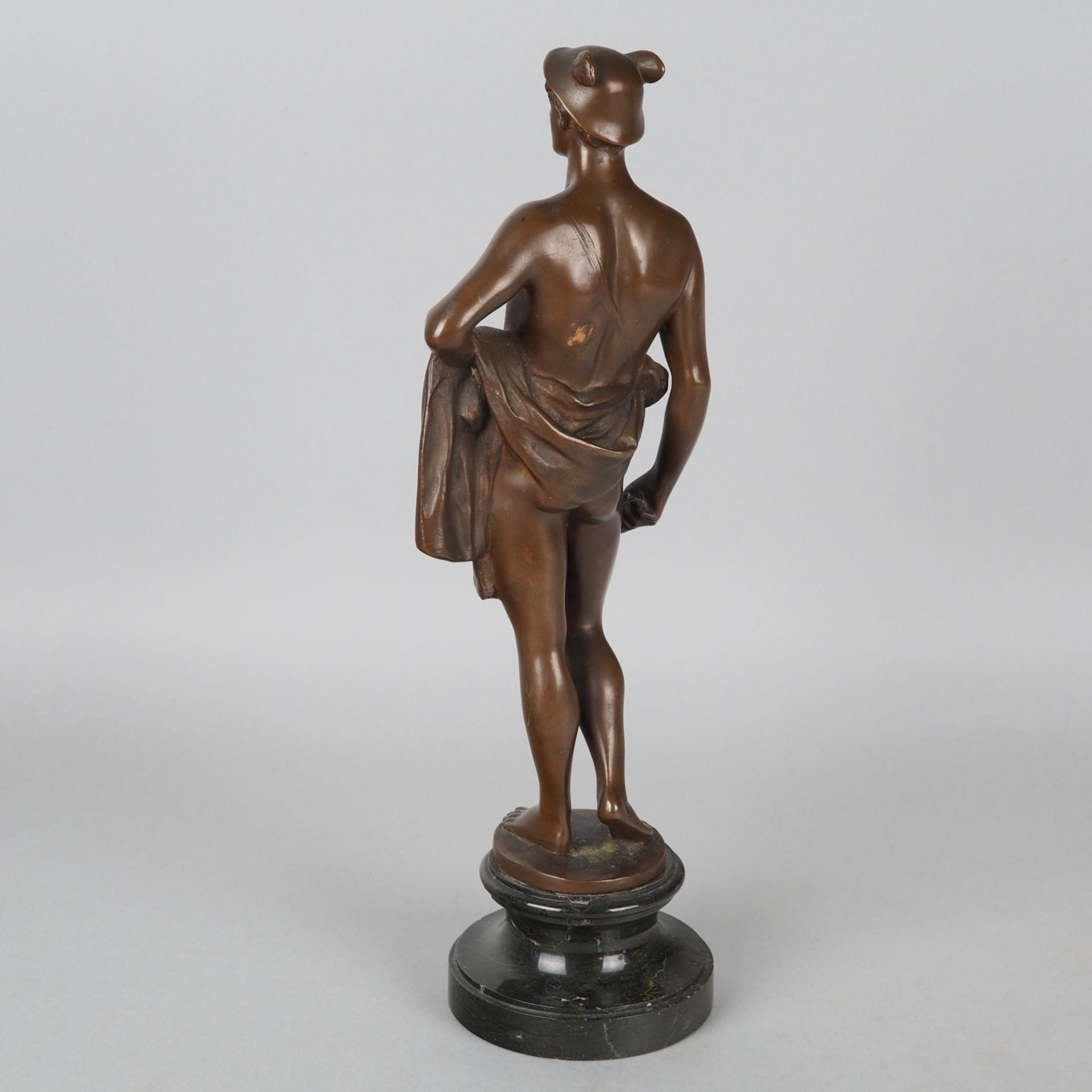 Messenger of the gods Hermes bronze end of 20th century after antique model on marble base - Image 2 of 3