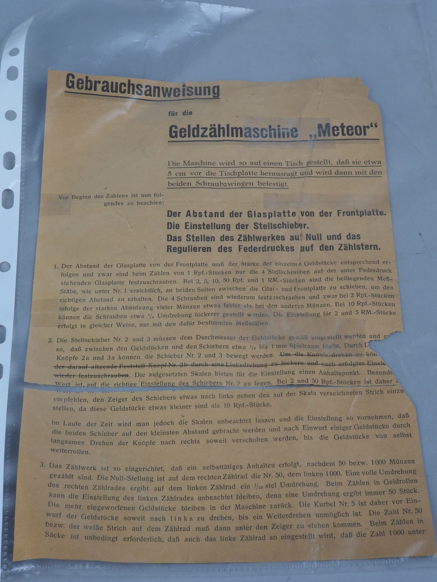 Seltene Geldzählmaschine "Meteor" - Paul Kätsch, Deutsches Reich, 20/30er Jahre - Bild 6 aus 7